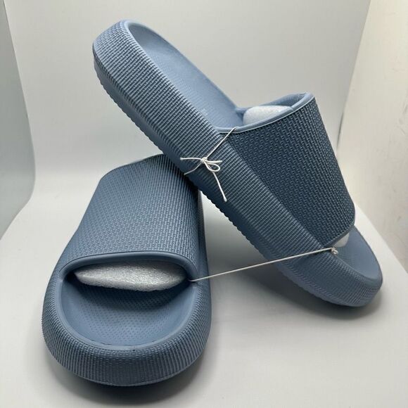 CUSHIONAIRE Women's Cloud Recovery Slide Sandals with +Comfort 12 BLUE - Picture 6 of 7